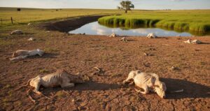 cattle die of thirst and hunger